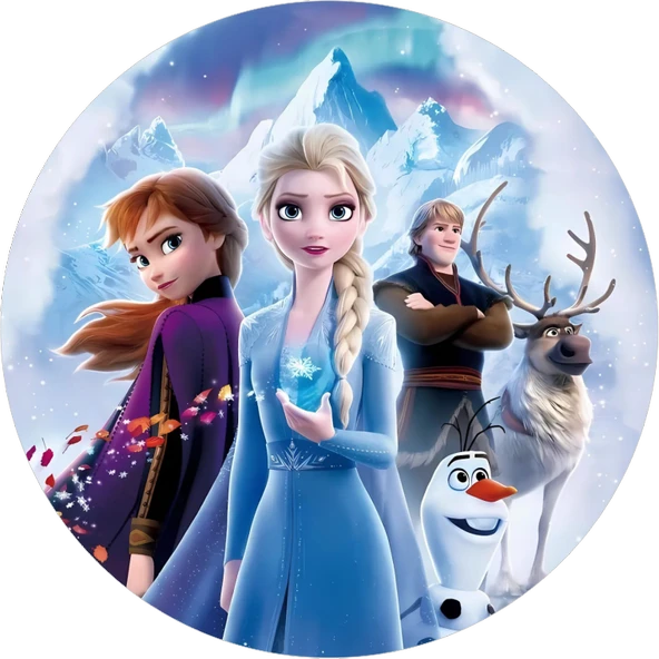 Yenilebilir Yuvarlak Pasta Resim Baskısı 20 cm Şekerli Kağıt Frozen Temalı 19 ürün görseli 1