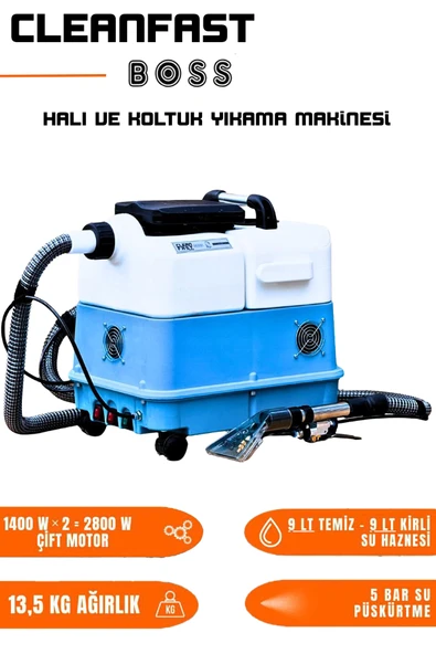 Cleanfast Boss Çift Motorlu Koltuk Halı Yıkama Makinesi 2800 W ürün görseli 1