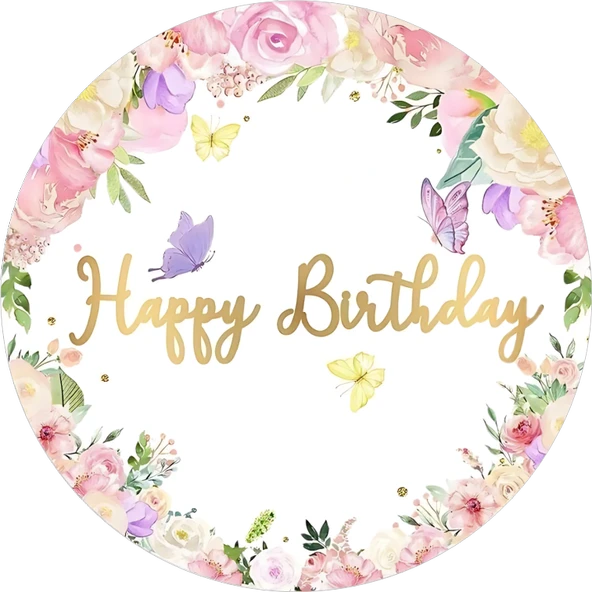 Yenilebilir Yuvarlak Pasta Resim Baskısı 20 cm Şekerli Kağıt Happy Birthday Temalı 61 ürün görseli 1