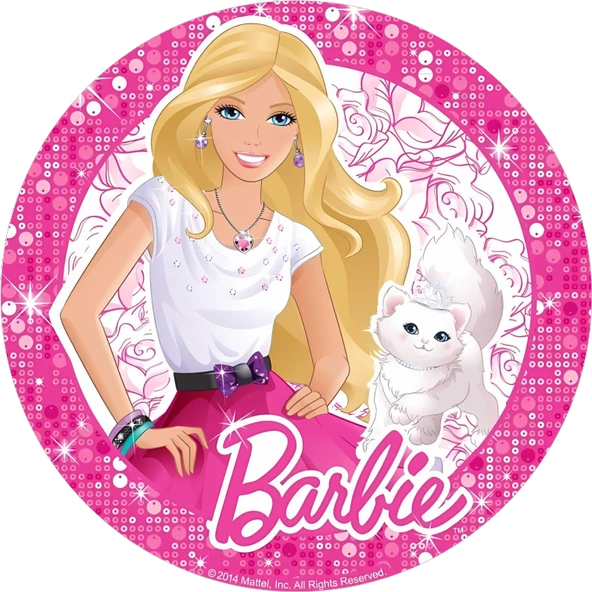 Yenilebilir Yuvarlak Pasta Resim Baskısı 20 cm Şekerli Kağıt Barbie Temalı 27 ürün görseli 1