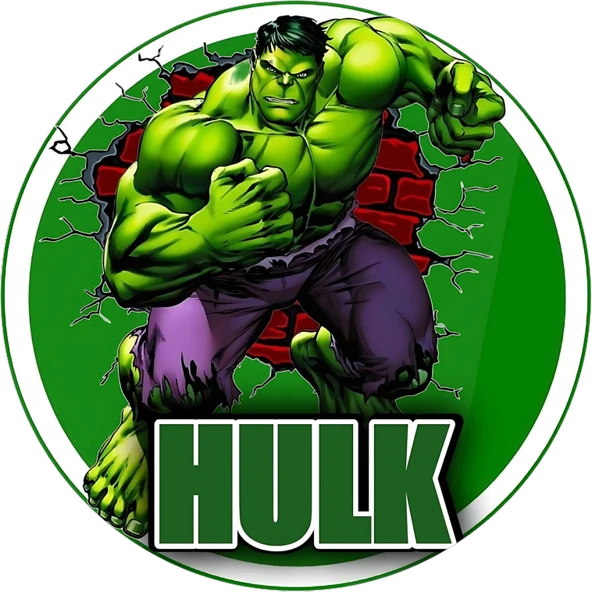 Yenilebilir Yuvarlak Pasta Resim Baskısı 20 cm Şekerli Kağıt Hulk Temalı 20 ürün görseli 1