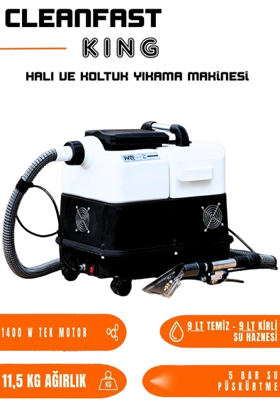 Profesyonel King Tek Motorlu Koltuk Halı Yıkama Makinesi 1400W ürün görseli 1