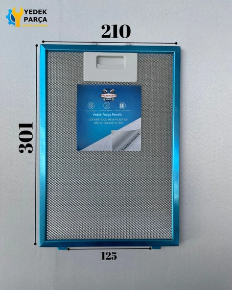 En 210mm Boy 301mm Arka Tırnak Arası 125mm Aspratör Filtresi ürün görseli 1