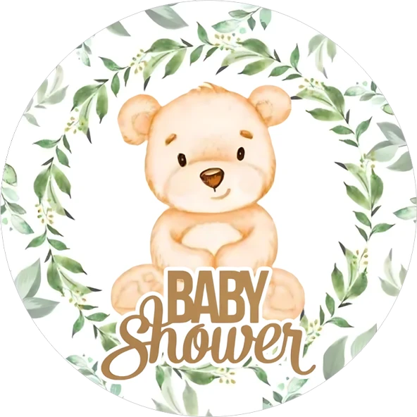 Yenilebilir Yuvarlak Pasta Resim Baskısı 20 cm Şekerli Kağıt Baby Shower Temalı 57 ürün görseli 1