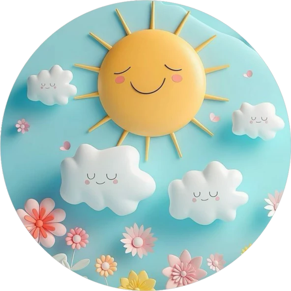 Yenilebilir Yuvarlak Pasta Resim Baskısı 20 cm Şekerli Kağıt Güneş Temalı 106 ürün görseli 1