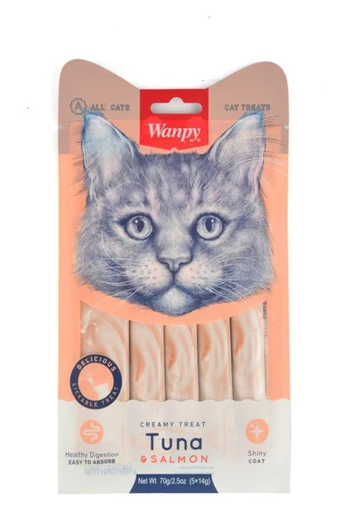 Wanpy Ton Balığı&Somon 5x14 gr Likit Kedi Ödülü X 4 Adet ürün görseli 1