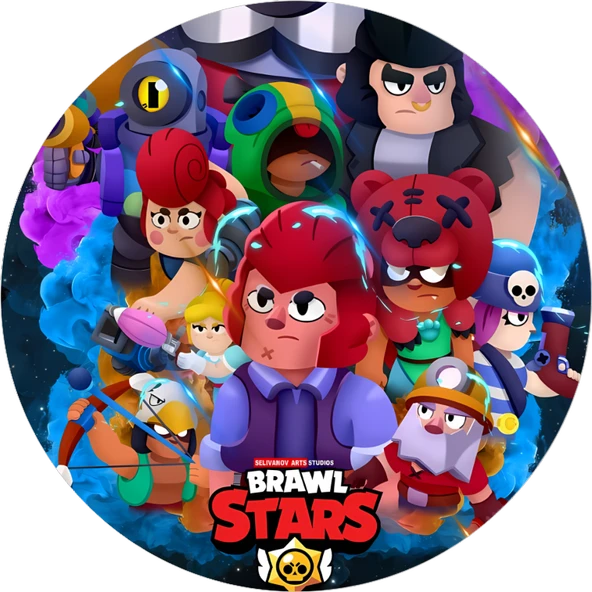 Yenilebilir Yuvarlak Pasta Resim Baskısı 20 cm Şekerli Kağıt Brawl Stars Temalı 145 ürün görseli 1