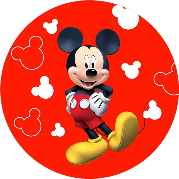 Yenilebilir Yuvarlak Pasta Resim Baskısı 20 cm Şekerli Kağıt Mickey Temalı 54 ürün görseli 1