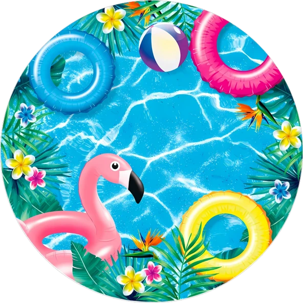 Yenilebilir Yuvarlak Pasta Resim Baskısı 20 cm Şekerli Kağıt Flamingo Temalı 81 ürün görseli 1