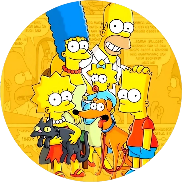 Yenilebilir Yuvarlak Pasta Resim Baskısı 20 cm Şekerli Kağıt Simpsons Temalı 46 ürün görseli 1