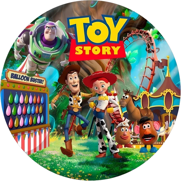 Yenilebilir Yuvarlak Pasta Resim Baskısı 20 cm Şekerli Kağıt Toy Story Temalı 13 ürün görseli 1