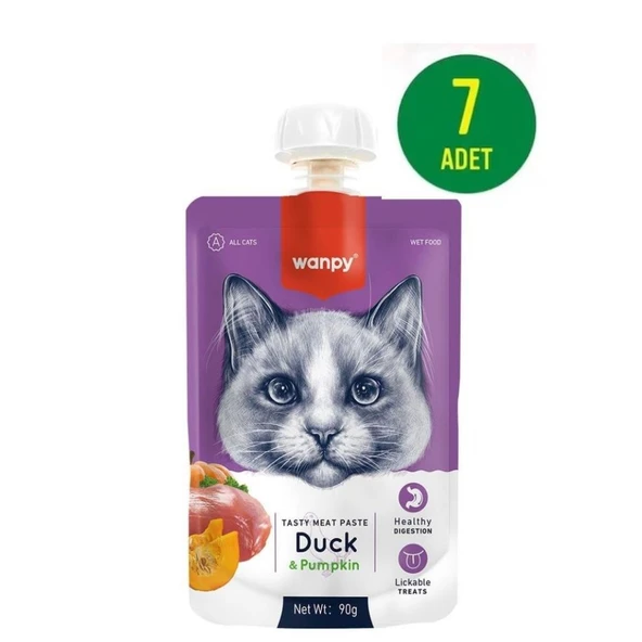 Wanpy Taze Ördekli&Bal Kabaklı  Kedi Et Ezmesi 90 gr X 7 Adet ürün görseli 1