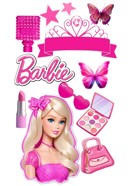 Yenilebilir Şekerli Kağıt Baskısı Cupcake ve Pasta Resim Baskı Barbie Temalı 36 ürün görseli 1