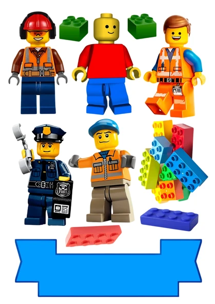 Yenilebilir Şekerli Kağıt Baskısı Cupcake ve Pasta Resim Baskı Lego Temalı 02 ürün görseli 1