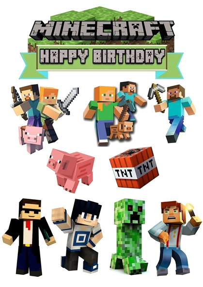 Yenilebilir Şekerli Kağıt Baskısı Cupcake ve Pasta Resim Baskı Minecraft Temalı 10 ürün görseli 1