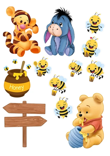 Yenilebilir Şekerli Kağıt Baskısı Cupcake ve Pasta Resim Baskı Winnie The Pooh Temalı 25 ürün görseli 1