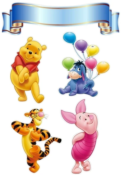 Yenilebilir Şekerli Kağıt Baskısı Cupcake ve Pasta Resim Baskı Winnie The Pooh Temalı 77 ürün görseli 1