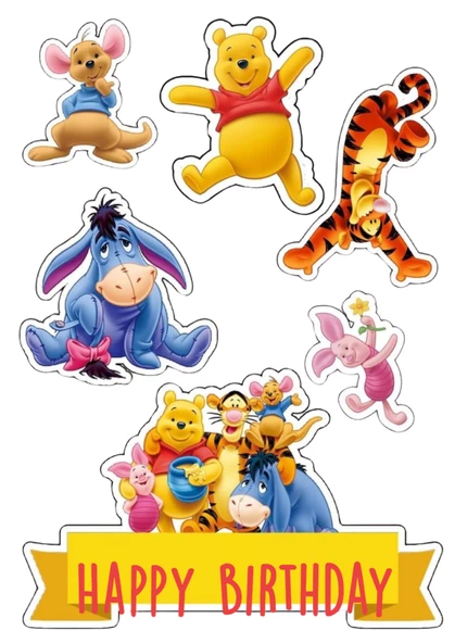 Yenilebilir Şekerli Kağıt Baskısı Cupcake ve Pasta Resim Baskı Winnie The Pooh Temalı 76 ürün görseli 1