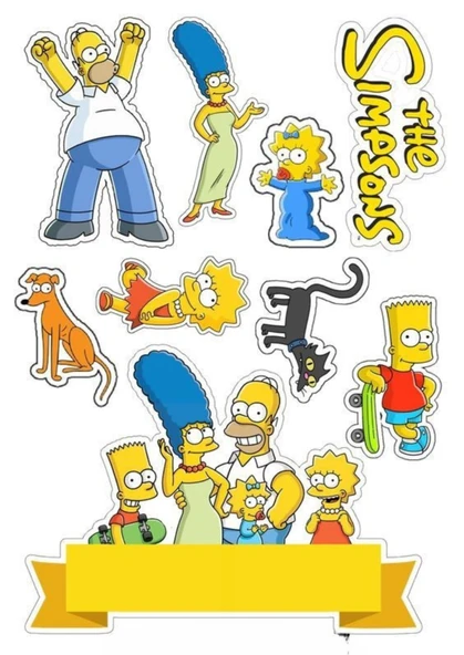 Yenilebilir Şekerli Kağıt Baskısı Cupcake ve Pasta Resim Baskı Simpsons Temalı 82 ürün görseli 1