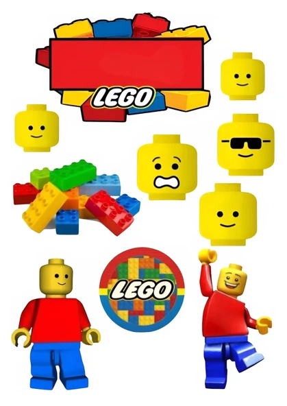 Yenilebilir Şekerli Kağıt Baskısı Cupcake ve Pasta Resim Baskı Lego Temalı 03 ürün görseli 1