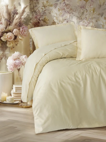 Cotton Box Elegant Bej Çift Kişilik Saten Nevresim Takımı ürün görseli 1
