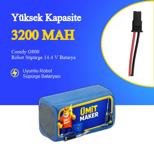 Coredy G800 Robot Süpürge 3200 mAh 14.4 V  Batarya – Orjinal Uyumlu Uzun Ömürlü, Yüksek Performans Pil ürün görseli 1