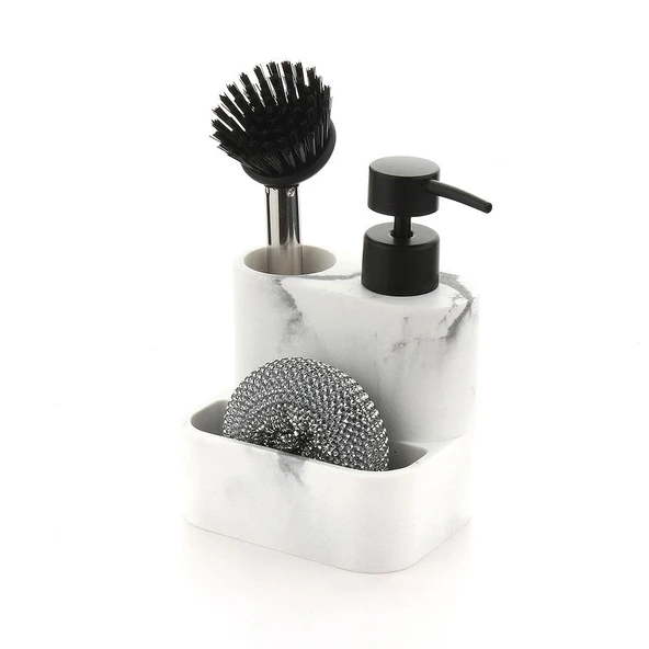 Polyester Sıvı Sabunluk, Süngerlik ve Lavabo Fırçası – Dekoratif & Dayanıklı ürün görseli 1