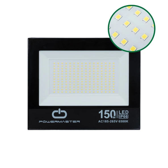 Powermaster PM-22586 150 Watt Siyah Slim Kasa Led Projektör ürün görseli 1
