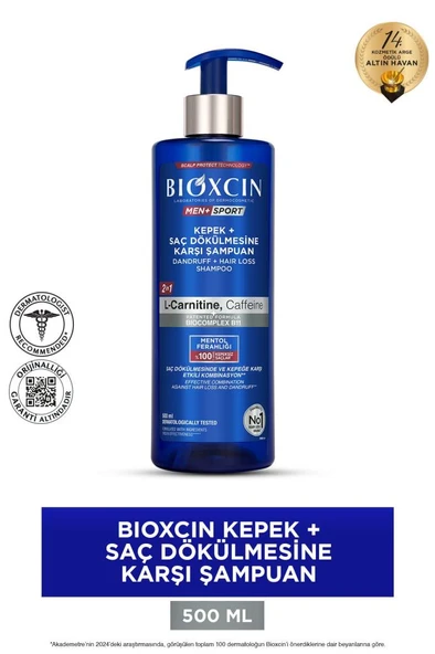 Bioxcin Men Sport Kepek Ve Saç Dökülmesine Karşı Şampuan 500 ml - Dökülme, Pullanma, Kaşıntı, Kepek Önleyici ürün görseli 1