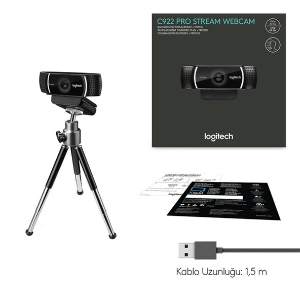 LOGITECH C922 PROFESYONEL WEBCAM / 960-001088 - Resim 7