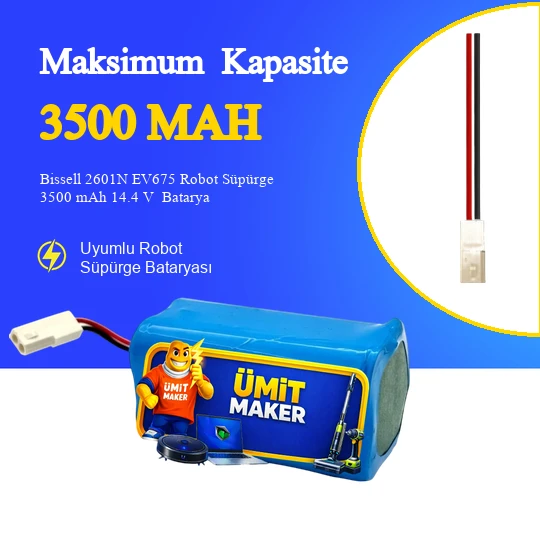 Bissell 2601N EV675 Robot Süpürge 3500 mAh 14.4 V  Batarya – Orjinal Uyumlu Uzun Ömürlü, Yüksek Performans Pil ürün görseli 1