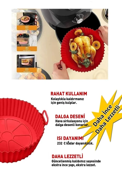 Tüm Airfryer'lere Uyumlu Silikon Yapışmaz Pişirme Kabı Yıkanabilir Kullanışlı Silicon Kap ürün görseli 1