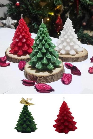2'li Çam Ağacı Modelli Kırmızı Yeşil (Noel) Konseptli Masa Süsleme ürün görseli 1