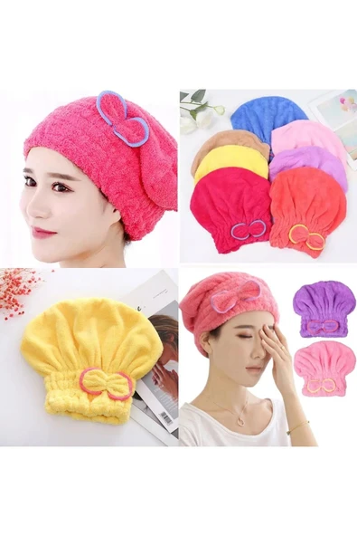 1 Adet Standart Mikrofiber Lastikli Banyo Saç Bonesi Havlusu ürün görseli 1