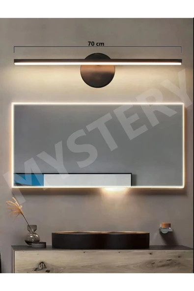 VOLTMARKET Siyah Banyo Duvar Ayna Tablo Koridor Cafe Hotel Aydınlatması Led Flüt Aplik Günışığı 70CM ürün görseli 1