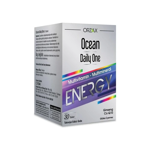 ORZAX OCEAN DAILY ONE ENERGY TABLET 30 TABLET ürün görseli 1