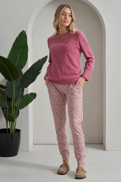 Koyu Pembe Pijama Takımı S Beden - Resim 3