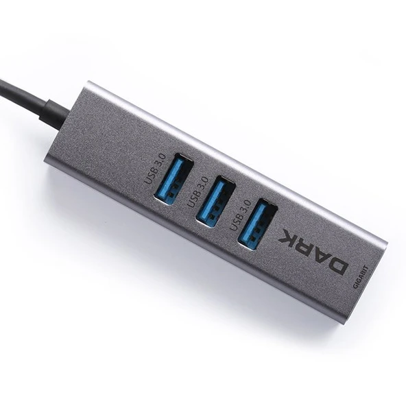 Dark DK-AC-USB332GL Gigabit Ethernet ve 3xUSB 3.0 Hub Çoklayıcı Adaptör ürün görseli 1