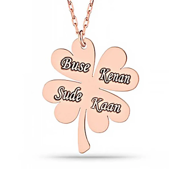 Gümüş Rose Dört Yaprak İsimli Yonca Bayan kolye ürün görseli 1