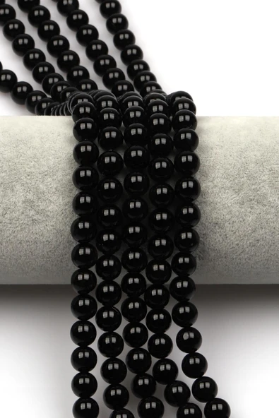 Siyah Akik Doğaltaş Dizi 8 mm Küre Kesim ürün görseli 1