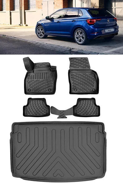 Rizline Volkswagen Polo 2023 ve Sonrası Life-Syle Paket 3D Havuzlu Paspas ve 3D Bagaj Havuzu Üst ürün görseli 1