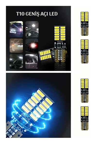 Oto 24LED Ampul 2'li Set, T10 Model 12V Beyaz-Mavi-Turuncu Işık, Fren, Park, Sinyal ve Geri Vites Lambası ürün görseli 1