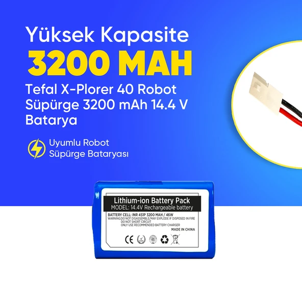 Tefal X-Plorer 40 Robot Süpürge 3200 mAh 14.4 V  Batarya – Orjinal Uyumlu Uzun Ömürlü, Yüksek Performans Pil ürün görseli 1