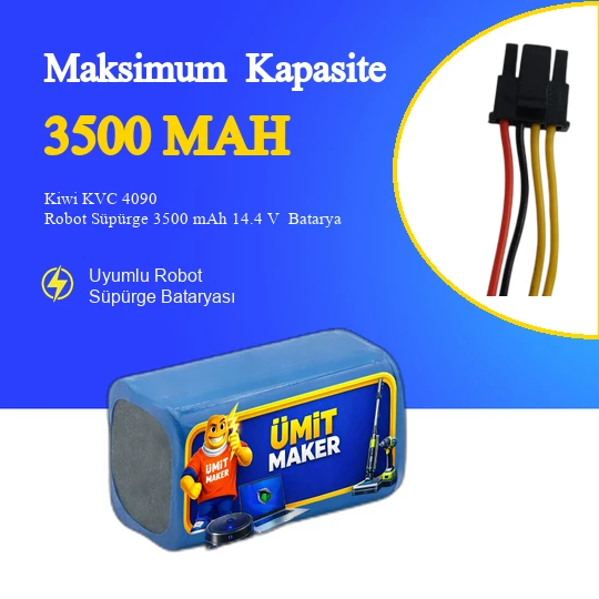 Kiwi KVC 4090 Robot Süpürge 3500 mAh 14.4 V  Batarya – Orjinal Uyumlu Uzun Ömürlü, Yüksek Performans Pil ürün görseli 1