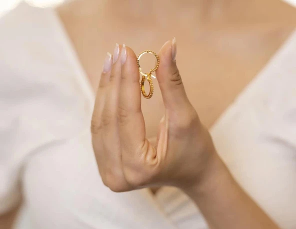 Yiğitbaşı Gold 22 Ayar Halka Küpe (3479) ürün görseli 1