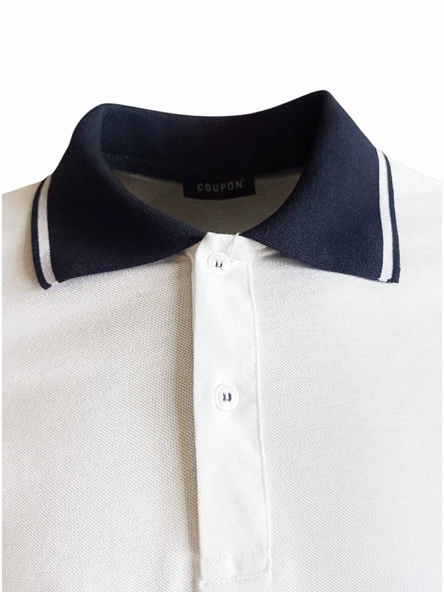 Polo Yaka T-shirt - Beyaz - Resim 3