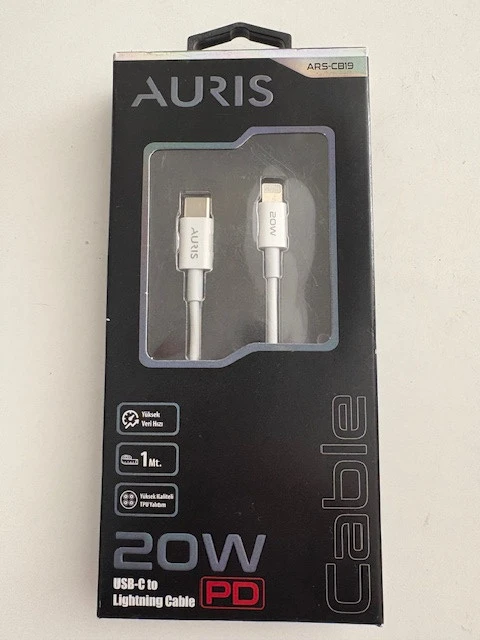 AURİS 20 WALT TYPE-C VE İPHONE ŞARJ KABLOSU ürün görseli 1