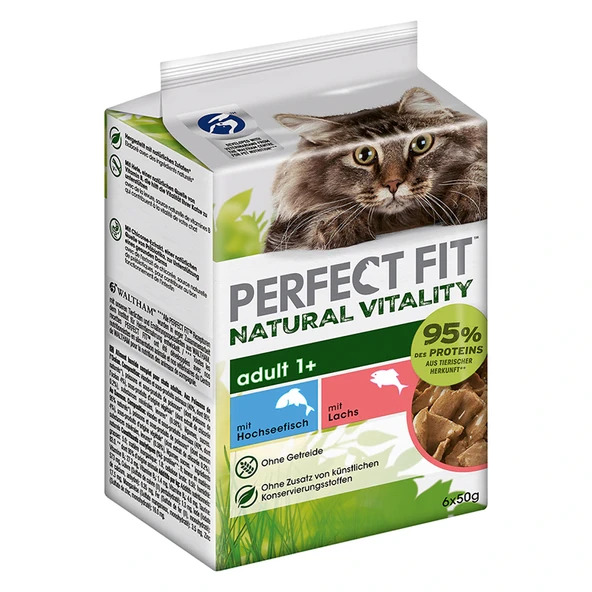 Perfect Fit Okyanus Balıklı Somonlu Kısır Kedi Yaş Mama 6x50 Gr ürün görseli 1