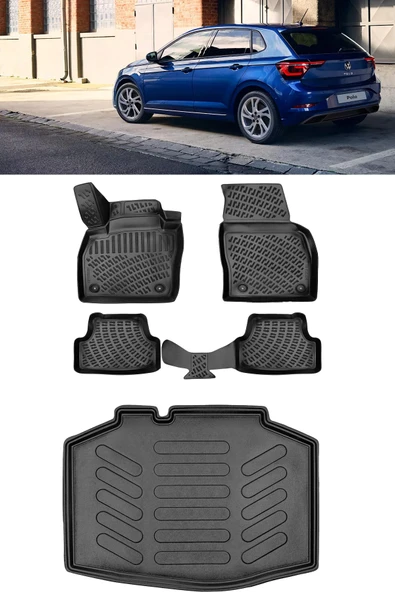 Rizline Volkswagen Polo 2023 ve Sonrası Impression Paket  Paket 3D Havuzlu Paspas ve 3D Bagaj Havuzu ürün görseli 1