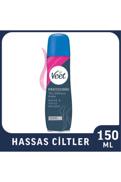 Veet Professional Tüy Dökücü Krem Sprey Bacak&Vücut Bölgesi Hassas Ciltler 150ml ürün görseli 1